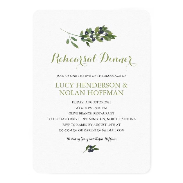 Watercolor Olive Orchard | Rehearsal Dinner Invitation