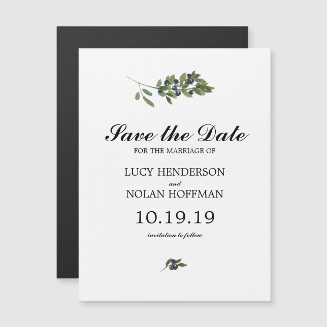 Watercolor Olive Orchard | Save the Date Magnetic Invitation (Front/Back)