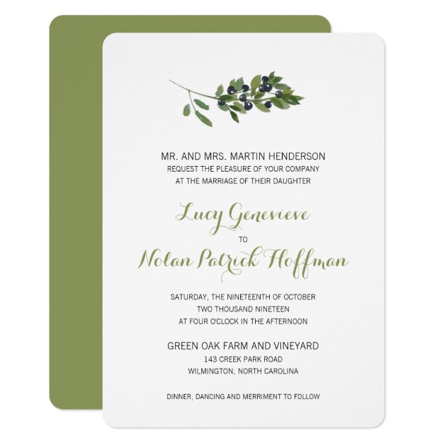 Watercolor Olive Orchard | Wedding Invitation