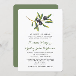 Watercolor Olive Orchard Wedding Invitation