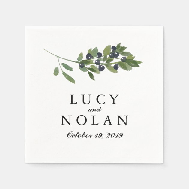 Watercolor Olive Orchard | Wedding Reception Napkin