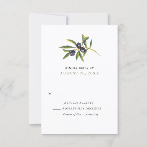 Watercolor Olive Orchard Wedding RSVP