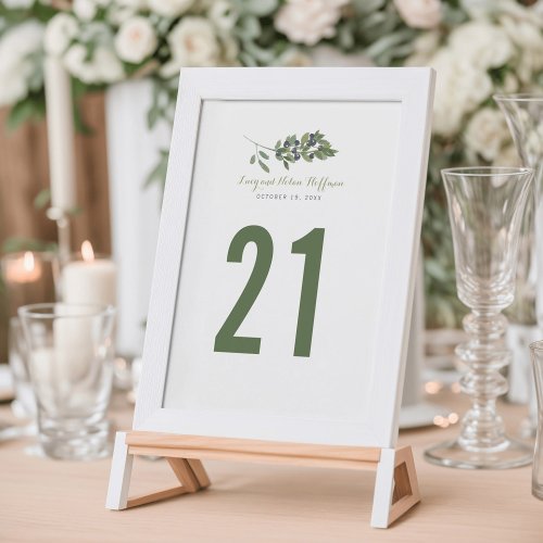 Watercolor Olive Orchard  Wedding Table Number