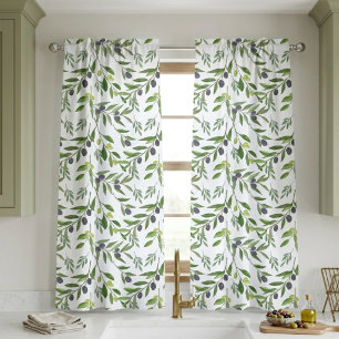 Watercolor Olive Pattern Blackout Curtains