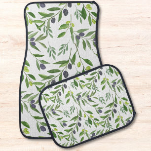 Watercolor Olive Pattern Car Floor Mat