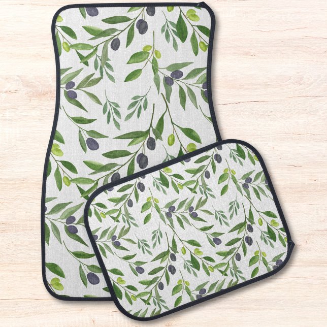 Watercolor Olive Pattern Car Floor Mat (Creator Uploaded)