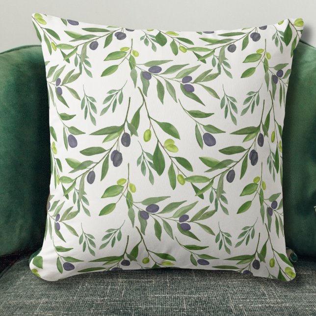 Watercolor Olive  Throw Pillow (Creator Uploaded)
