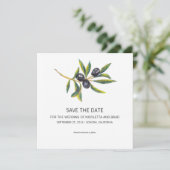 Watercolor Olive Tree Branch | Save the Date (Standing Front)