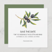 Watercolor Olive Tree Branch | Save the Date (Front/Back)
