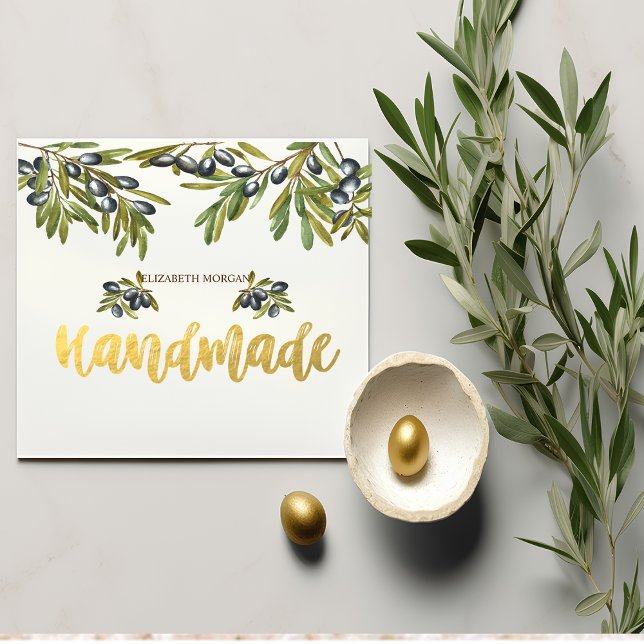 Watercolor Olives Branch,Handmade Square  Square Business Card (Creator Uploaded)