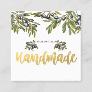Watercolor Olives Branch,Handmade Square Square Business Card