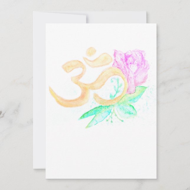 Watercolor OM symbol with flowers Invitation (Front)