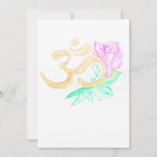 Watercolor OM symbol with flowers Invitation