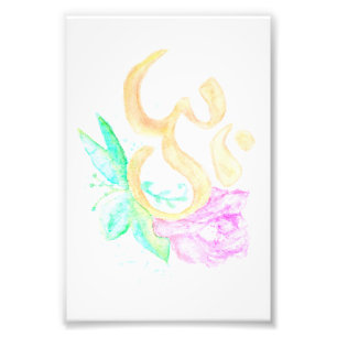 Watercolor OM symbol with flowers Photo Print