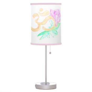 Watercolor Om Symbol With Flowers Table Lamp by orchideapl at Zazzle