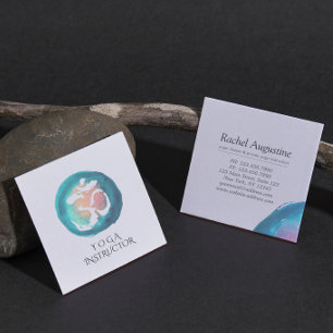 Watercolor Om Symbol Yoga Meditation Instructor Square Business Card