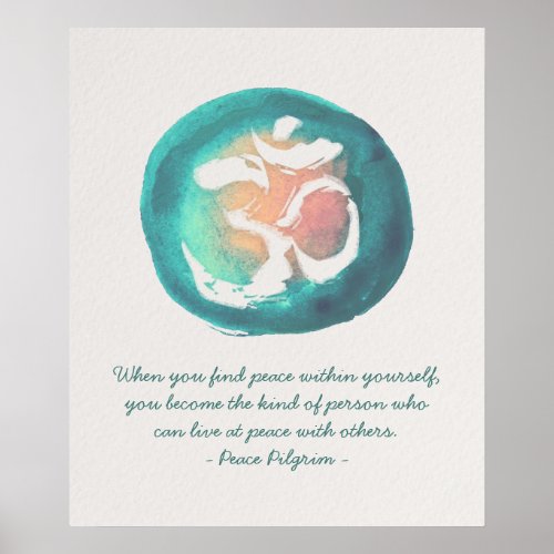 Watercolor Om YOGA Meditation Instructor Quotes Poster