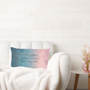 watercolor ombre add text pink and teal lumbar pillow