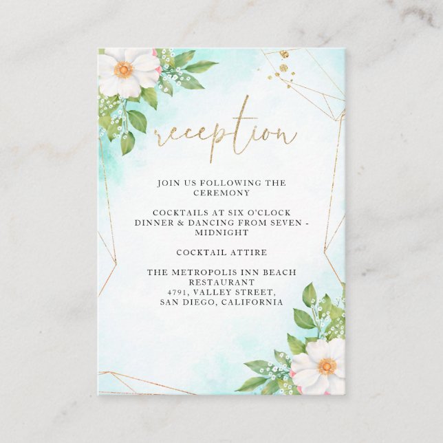 Watercolor Ombre Anemone Floral Wedding Reception Enclosure Card (Front)