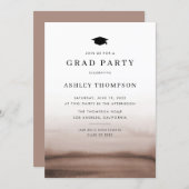 Watercolor Ombre Brown Modern Graduation Party Invitation (Front/Back)