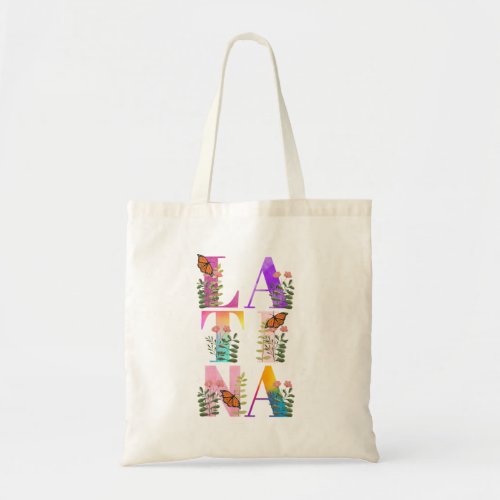 Watercolor Ombre Latina Bold Text Tote Bag