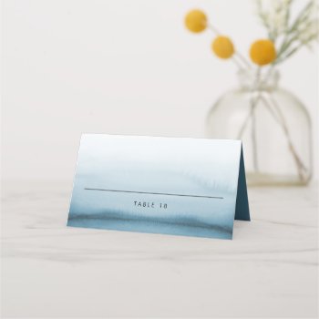 Watercolor Ombre Navy Blue Minimalist Wedding Place Card by misstallulah at Zazzle