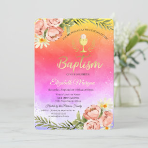 Watercolor Ombre Paint Splash Baptism Invitation