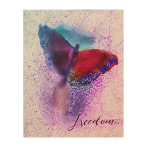 Watercolor Ombre Pink and Purple Butterfly Wood Wall Art