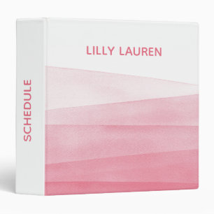 Watercolor Ombre Pink Feminine 3 Ring Binder