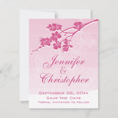 Watercolor Ombre Pink Spring Blossom Save the Date