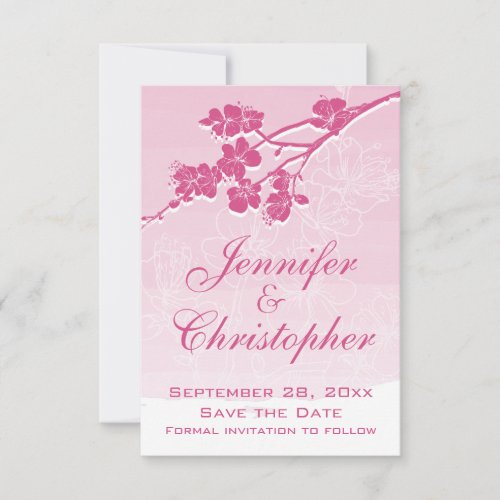 Watercolor Ombre Pink Spring Blossom Save the Date