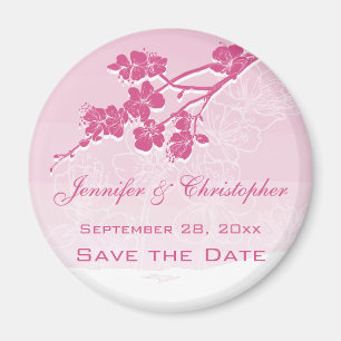 Watercolor Ombre Pink Spring Blossom Save the Date Magnet