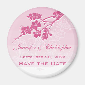 Watercolor Ombre Pink Spring Blossom Save the Date Magnet