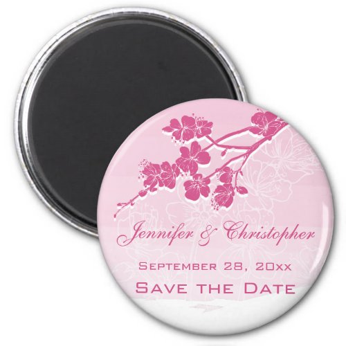 Watercolor Ombre Pink Spring Blossom Save the Date Magnet