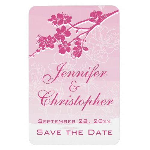 Watercolor Ombre Pink Spring Blossom Save the Date Magnet