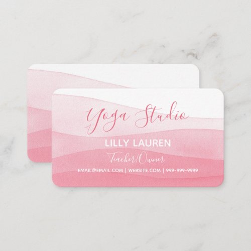 Watercolor Ombre Pink Yoga Studio Yogi Business Card