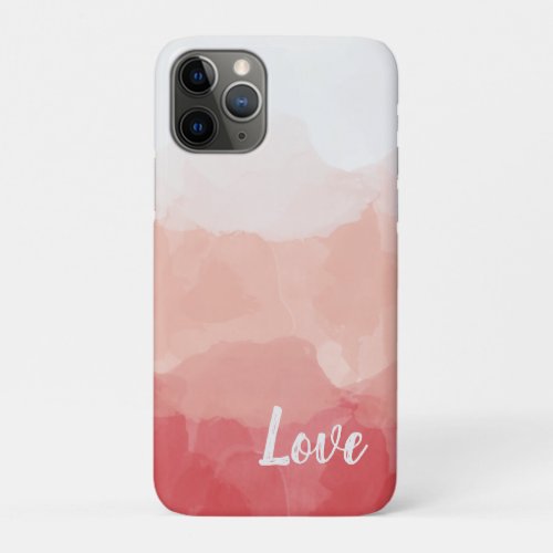 Watercolor Ombre Red and Pink Gradient Love iPhone 11 Pro Case