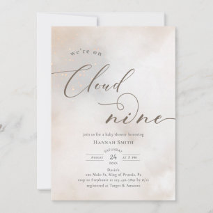 Watercolor On Cloud 9 Baby Shower Invitation