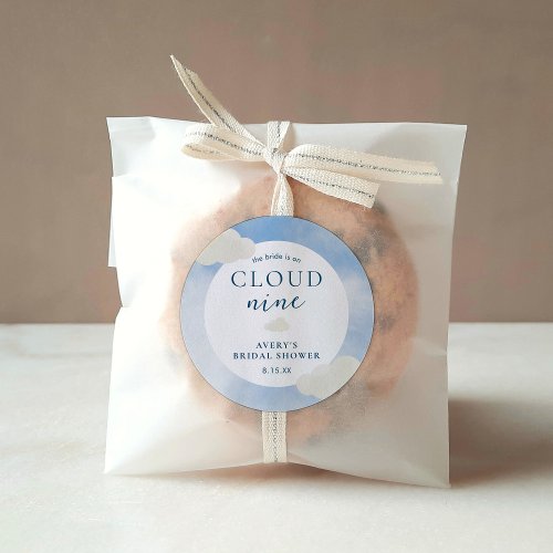 Watercolor On Cloud 9 Bridal Shower Favors Classic Round Sticker