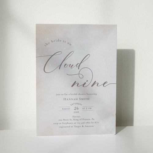 Watercolor On Cloud 9 Bridal Shower Invitation