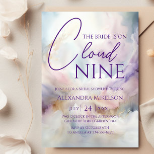 Watercolor On Cloud 9 Bridal Shower Invitation