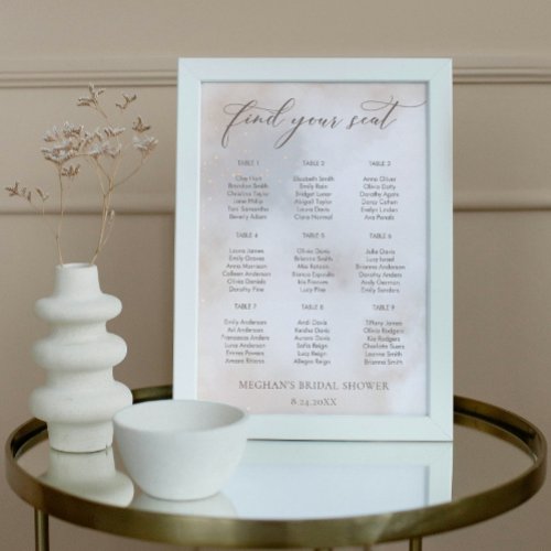 Watercolor On Cloud 9 Bridal Shower Seating Chart