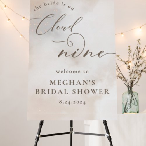 Watercolor On Cloud 9 Bridal Shower Welcome Foam Board