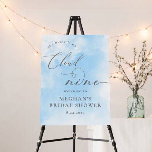 Watercolor On Cloud 9 Bridal Shower Welcome Foam Board