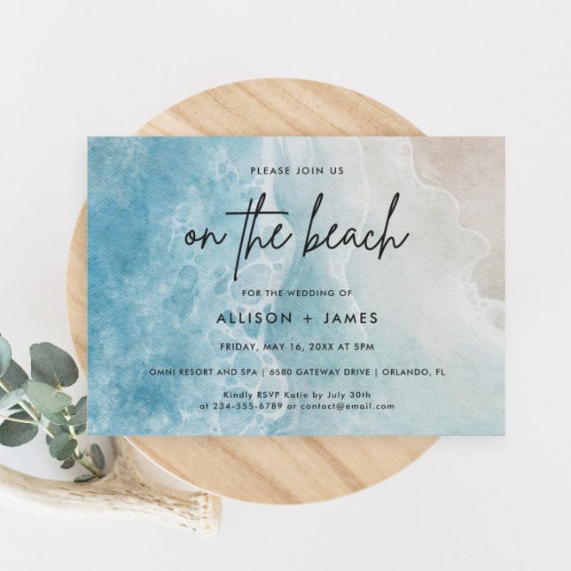 Watercolor On The Beach Destination Wedding Invitation (Creator Uploaded)
