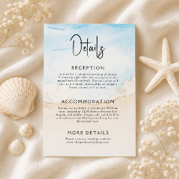 Watercolor On The Beach Summer Wedding Details Enclosure Card