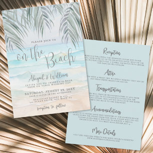 Watercolor On The Beach Wedding All In One Invitation