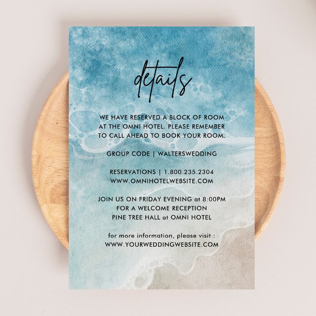 Watercolor On The Beach Wedding Details Enclosure Card (Creator Uploaded)