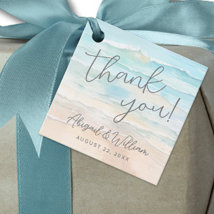 Watercolor On The Beach Wedding Favor Tags