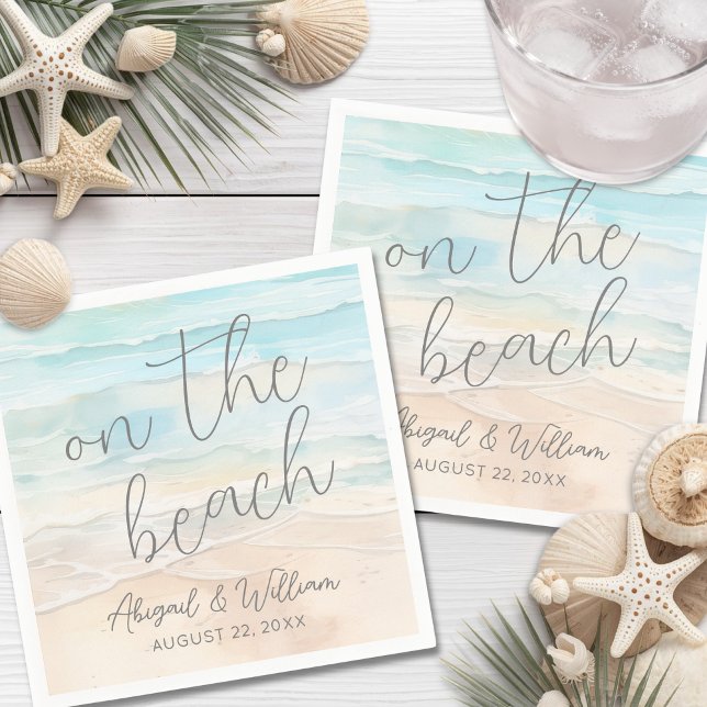 Watercolor On The Beach Wedding Napkins (Watercolor On The Beach Wedding Napkins)